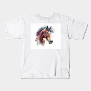 Horse Watercolour Painting Kids T-Shirt